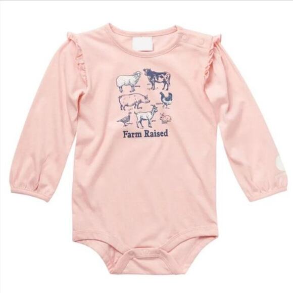 Carhartt Infant Girl's Farm Raised Onesie Size 9 Months Long Sleeve Ruffles - Picture 1 of 4